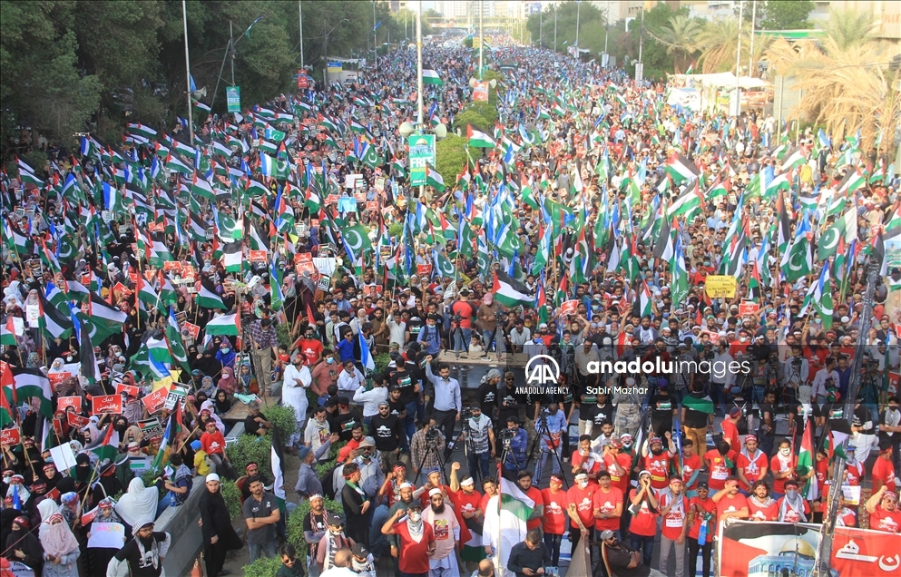 Protesta en Karachi, Pakistán, contra Israel