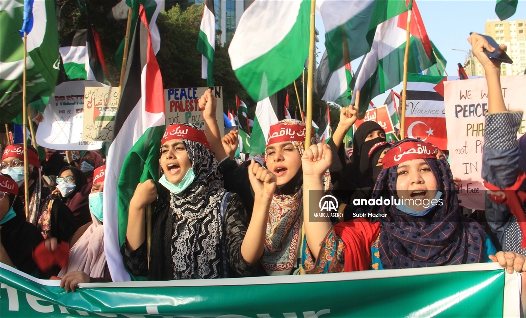 Protesta en Karachi, Pakistán, contra Israel
