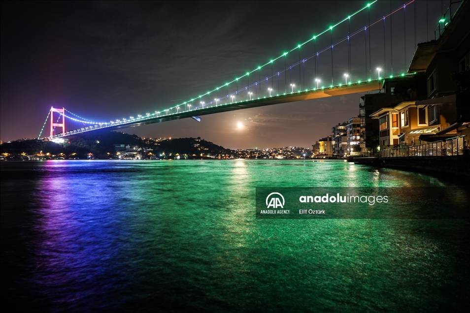 Стамбульские мосты окрасились в цвета азербайджанского флага