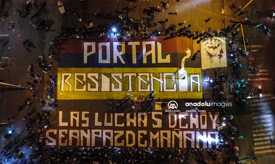 Así se vivió otra jornada de protestas contra el Gobierno colombiano en el Portal de las Américas en Bogotá