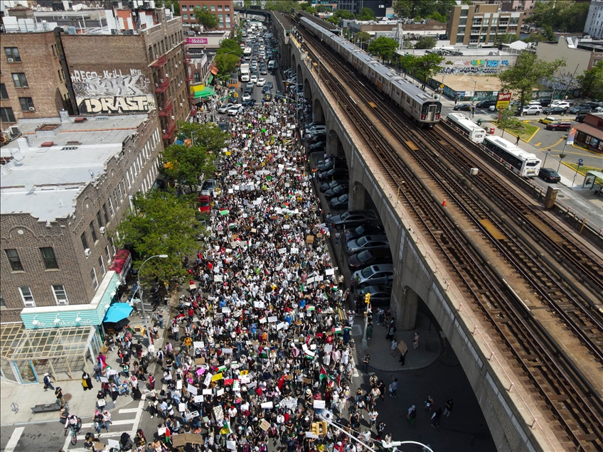 New York'ta Filistin'e destek gösterisi