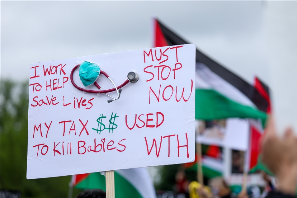 ABD'nin başkenti Washington’da binlerce kişi "Filistin'e destek" gösterisi düzenledi