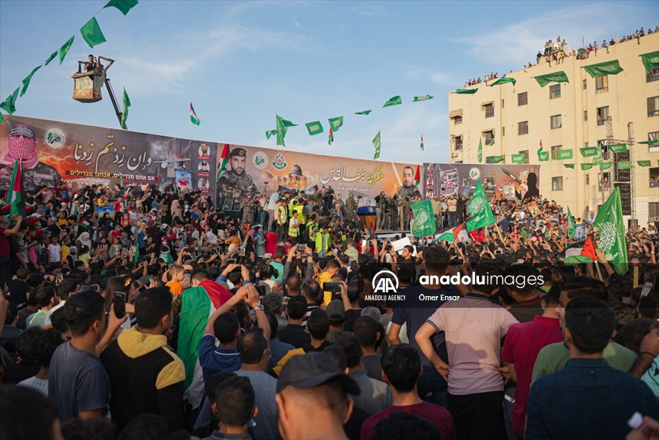 Palestinos celebran en la Franja de Gaza el alto al fuego entre Israel y Hamas
