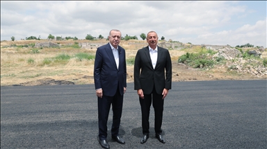 دیدار اردوغان با علیاف در شهر فضولی آذربایجان