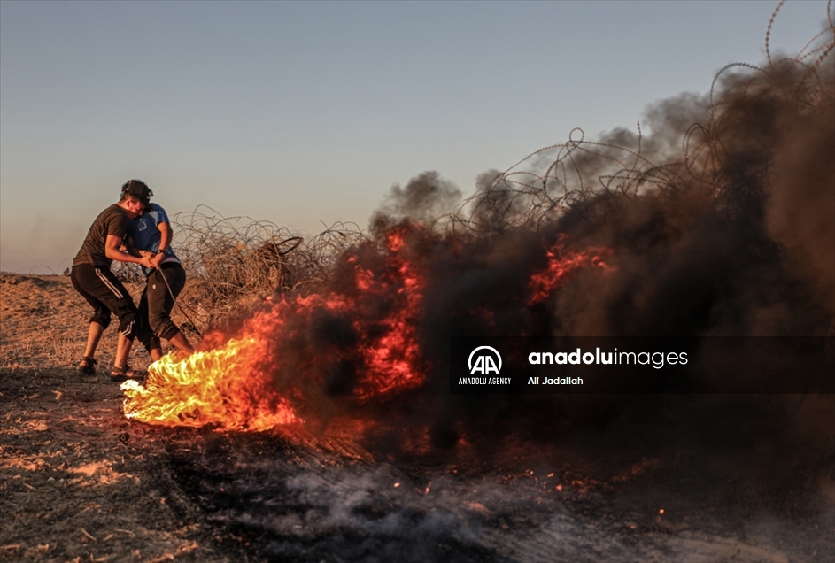 Protestas en Gaza contra la 'marcha de las banderas' de israelíes de extrema derecha