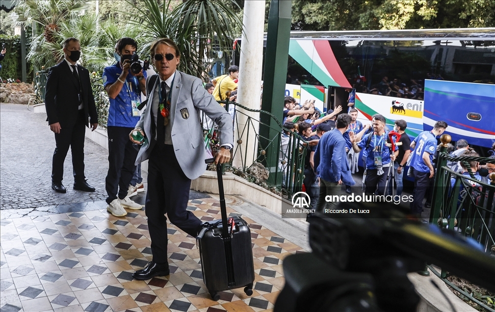 Italy, the winners of Euro 2020, arrive in Rome