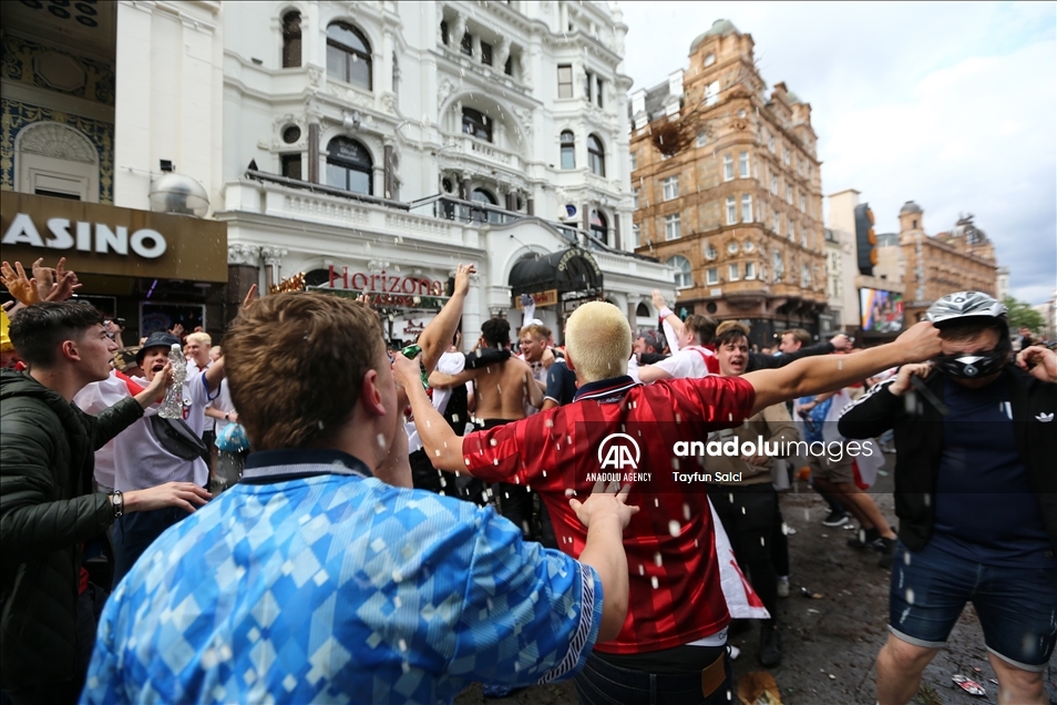 England fans gather in London’s West End ahead of Euro 2020 final