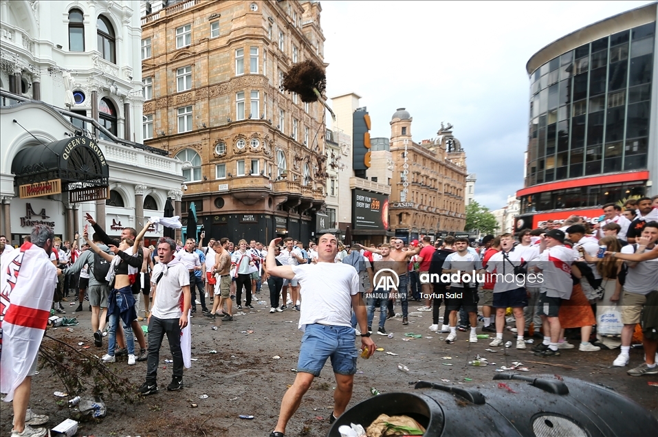 England fans gather in London’s West End ahead of Euro 2020 final
