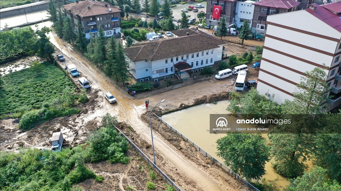 Aftermath of flood and landslide in Turkey's Rize