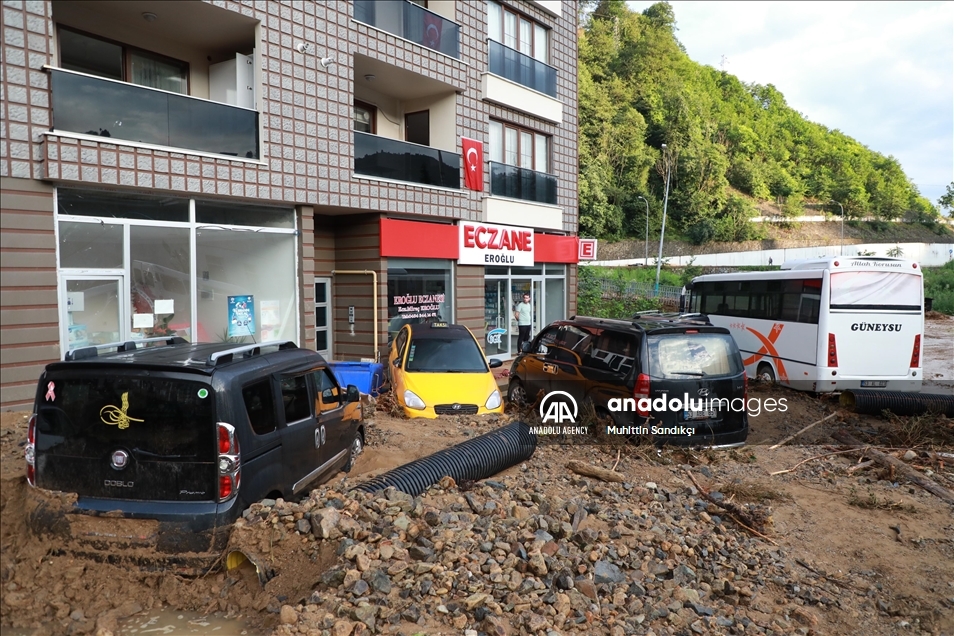 Aftermath of flood and landslide in Turkey's Rize