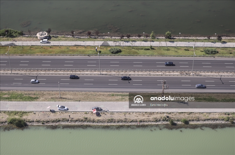 Bayram tatili sonrası dönüş trafiği havadan ve karadan denetlendi