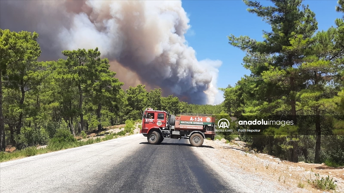 Antalya'da çıkan orman yangınına hava ve karadan müdahale ediliyor