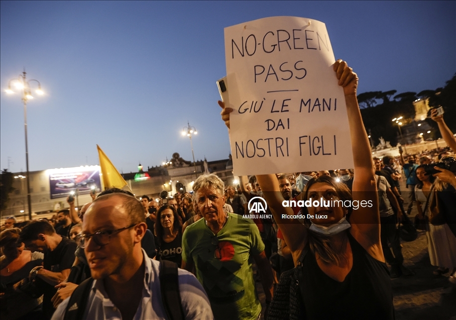 Protest against Green Pass in Rome