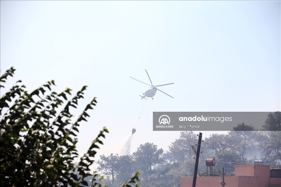 Mersin'in Silifke ilçesinde çıkan orman yangınına müdahale ediliyor