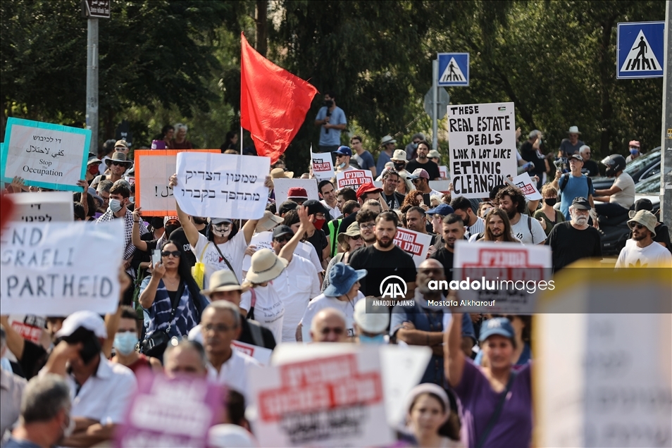 İşgal altındaki Doğu Kudüs'ün Şeyh Cerrah Mahallesi'nde, işgal ve yerleşim birimleri karşıtı gösteri
