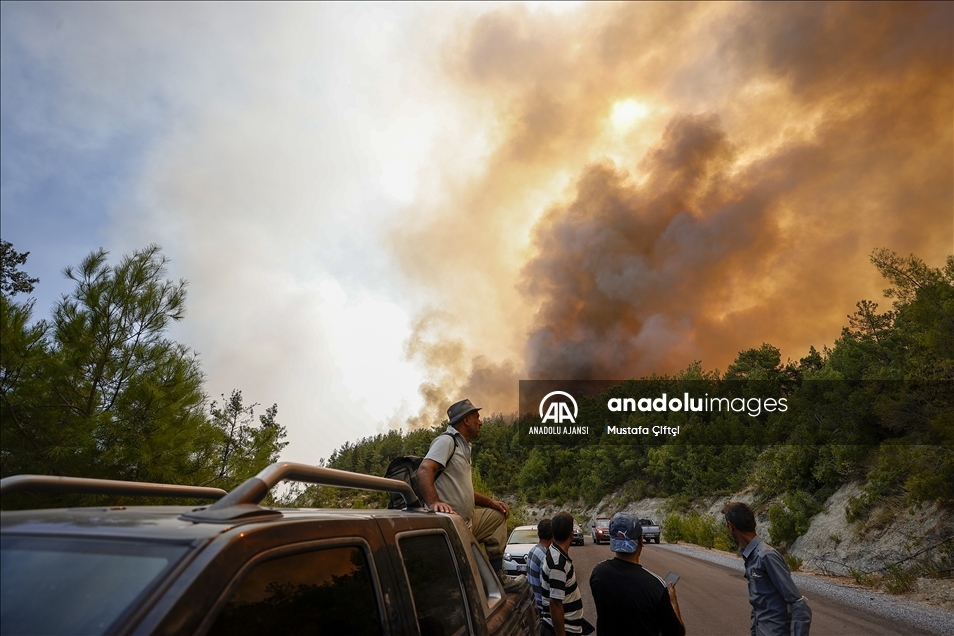 Manavgat'taki orman yangınına havadan ve karadan müdahale sürüyor