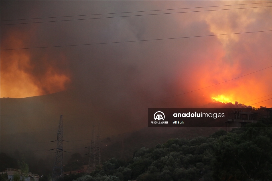 Kemerköy Termik Santrali'ne yaklaşan yangına müdahale sürüyor