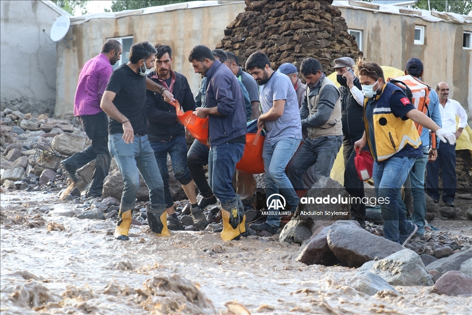 Ağrı'nın Taşlıçay ilçesine bağlı Gözucu köyünde yaşanan selde ev ve ahırlar zarar gördü