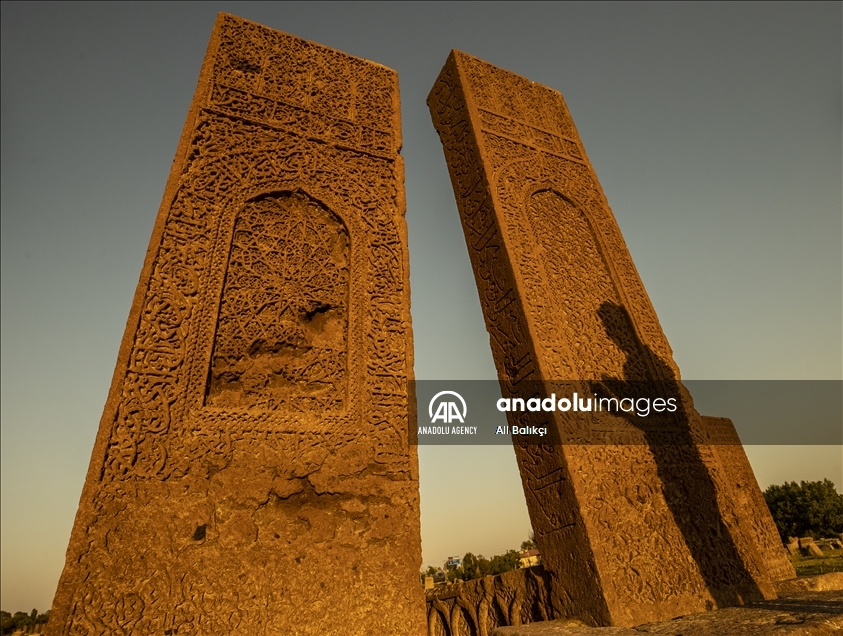 Tombstones at Ahlat Seljuk Square Cemetery in Turkey's Bitlis