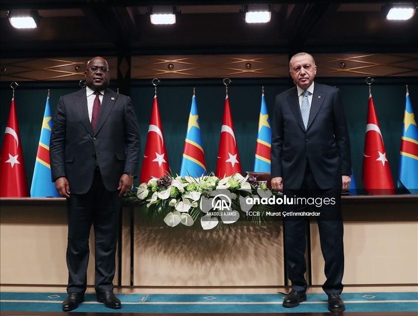 Cumhurbaşkanı Erdoğan, Kongo Demokratik Cumhuriyeti Cumhurbaşkanı Tshisekedi ile basın toplantısı düzenledi