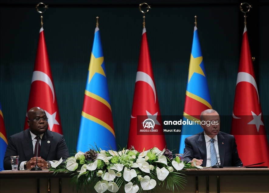 Cumhurbaşkanı Erdoğan, Kongo Demokratik Cumhuriyeti Cumhurbaşkanı Tshisekedi ile basın toplantısı düzenledi