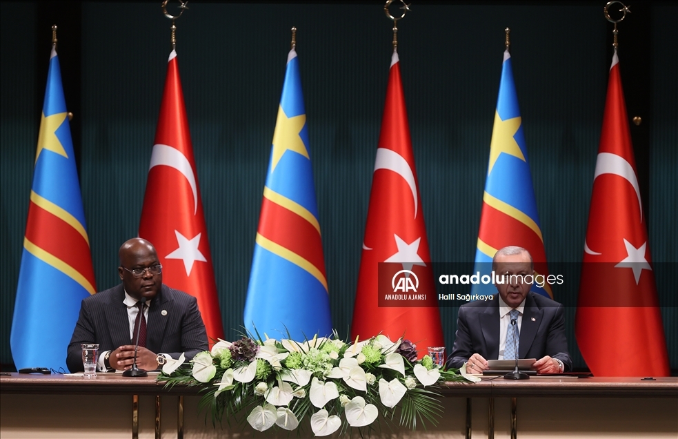 Cumhurbaşkanı Erdoğan, Kongo Demokratik Cumhuriyeti Cumhurbaşkanı Tshisekedi ile basın toplantısı düzenledi