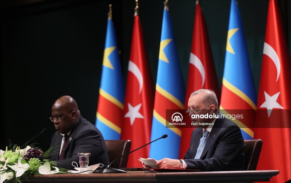 Cumhurbaşkanı Erdoğan, Kongo Demokratik Cumhuriyeti Cumhurbaşkanı Tshisekedi ile basın toplantısı düzenledi