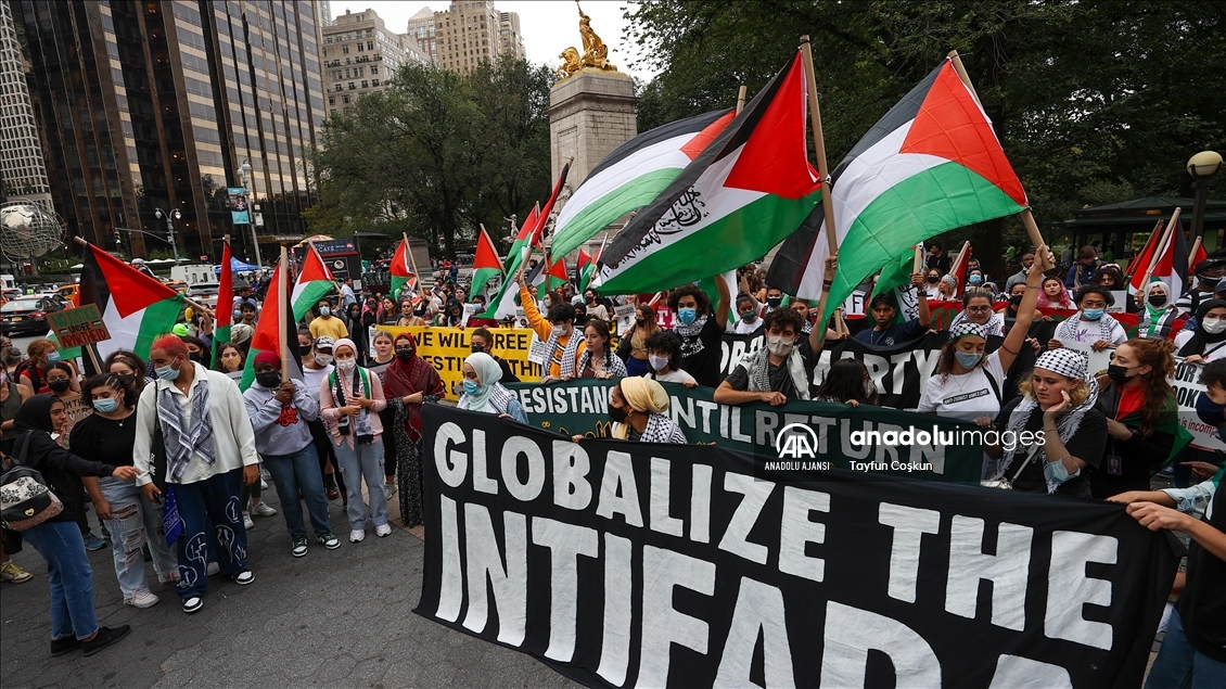 New York'ta Filistin'e destek gösterisi