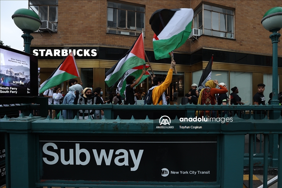 New York'ta Filistin'e destek gösterisi