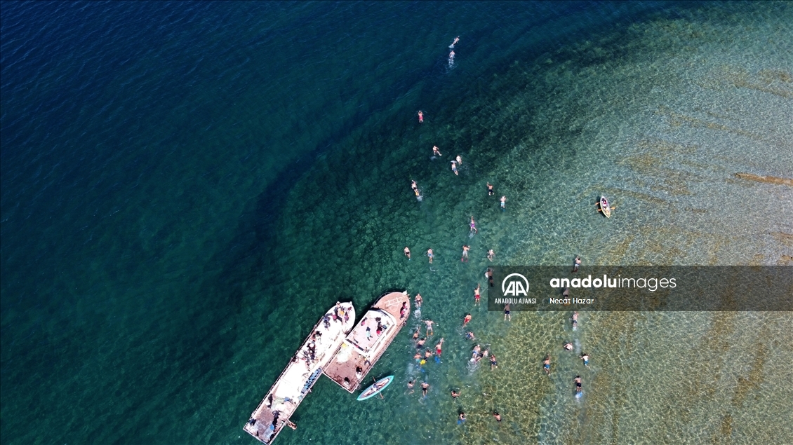 Van Gölü'nde düzenlenen "Adır Adası'nda Yüzme Festivali" ilgi gördü