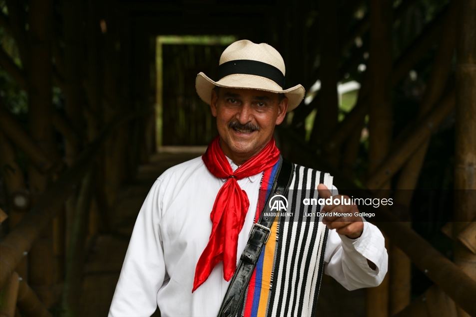 Tradicionales fincas cafeteras decoran las montañas en cercanías a Manizales en Colombia