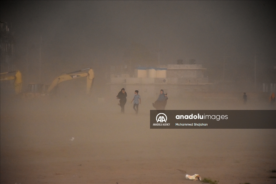 Sandstorm in the Potenga sea beach area of Chittagong  