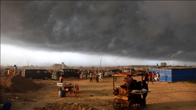 A sandstorm at Patenga sea beach in Chittagong, Bangladesh