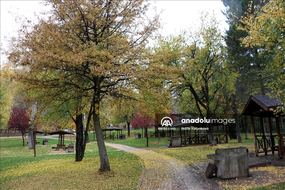 Sivas'ta "Hobbit Evleri"nin de bulunduğu mesire alanında sonbahar güzelliği