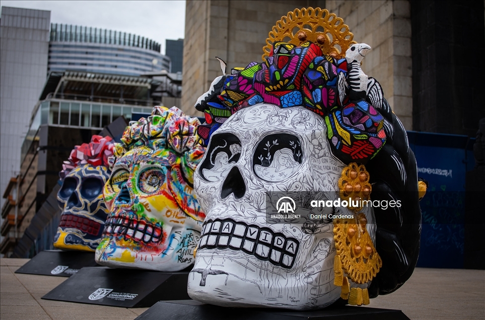 Colorful skulls are on display in Mexico City in preparation for Day of the Dead