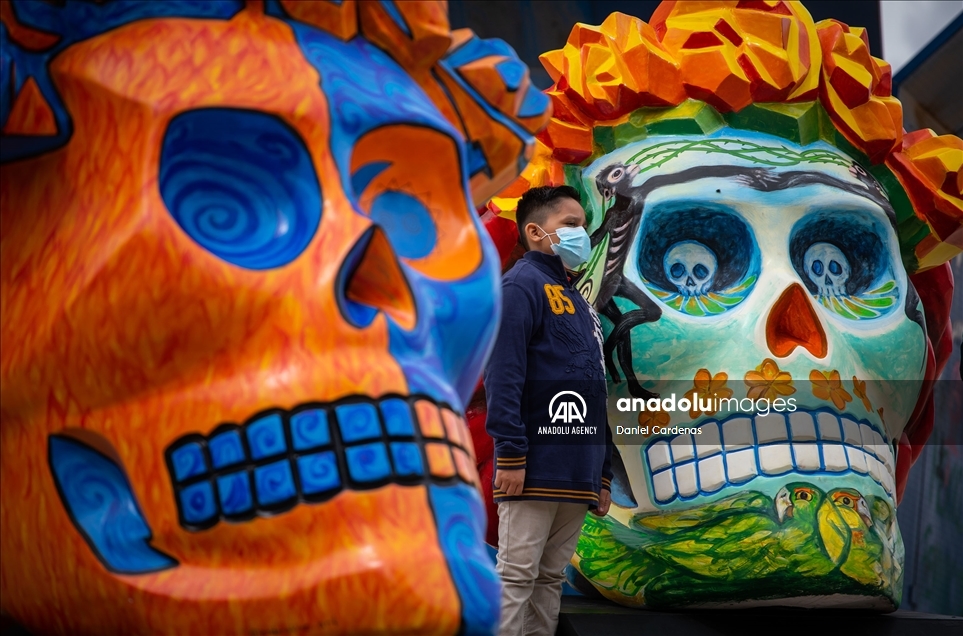 Colorful skulls are on display in Mexico City in preparation for Day of the Dead