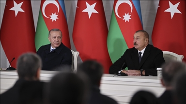 نشست خبری مشترک اردوغان و علیاف در آذربایجان