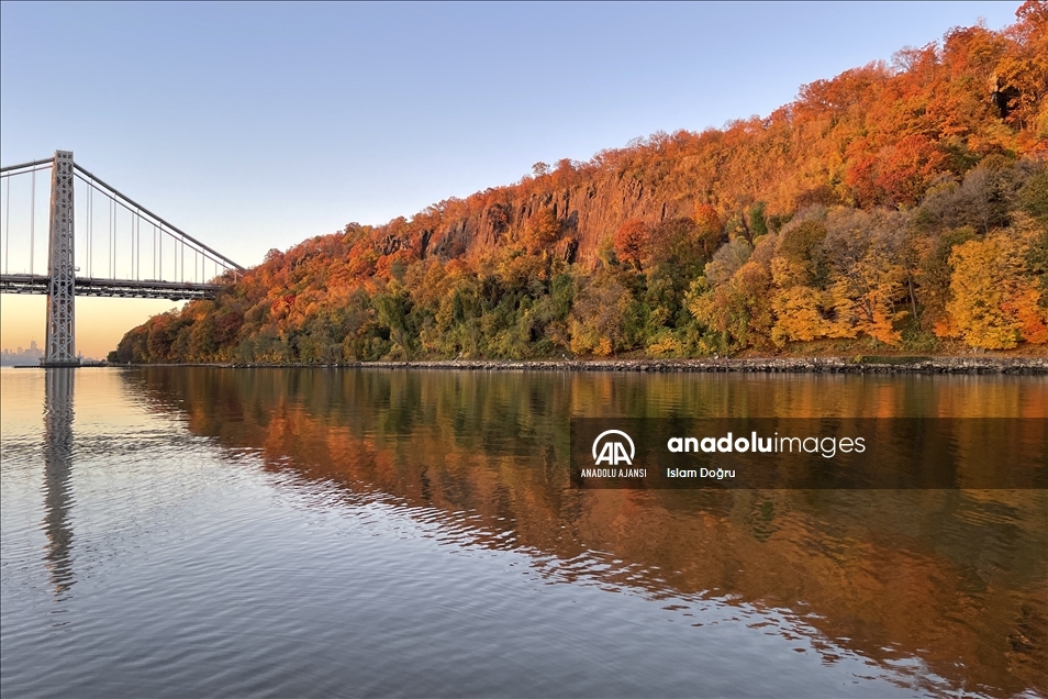 ABD’de George Washington Köprüsü ve sonbahar renkleri