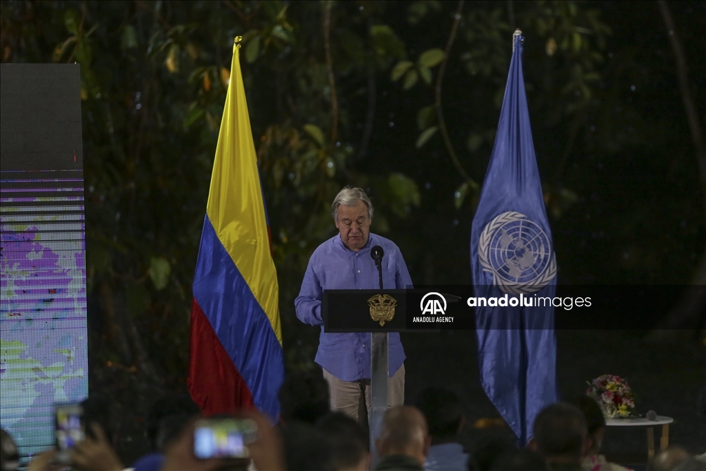 El secretario general de la ONU, Antonio Guterres, participa en un homenaje a los esfuerzos del acuerdo de paz de Colombia 4