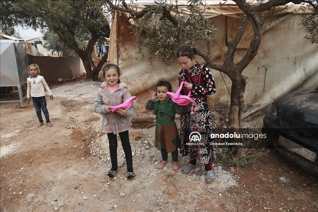 İç savaş mağdurlarının zeytin ağaçları arasına kurulan kamptaki yaşam mücadelesi