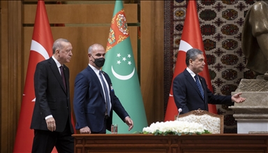 برگزاری نشست خبری مشترک اردوغان و بردیمحمدف در عشقآباد