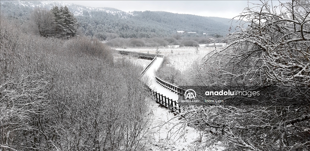 Bolu'da tabiat parkları ile kayak merkezi beyaz örtüyle kaplandı