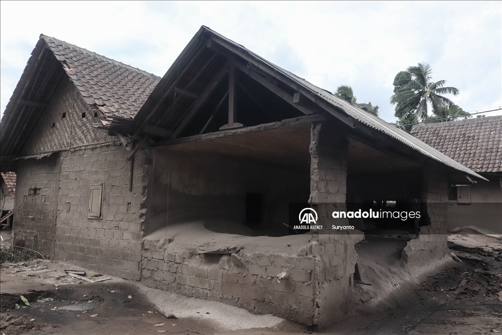Houses damaged after Mount Semeru eruption in Indonesia