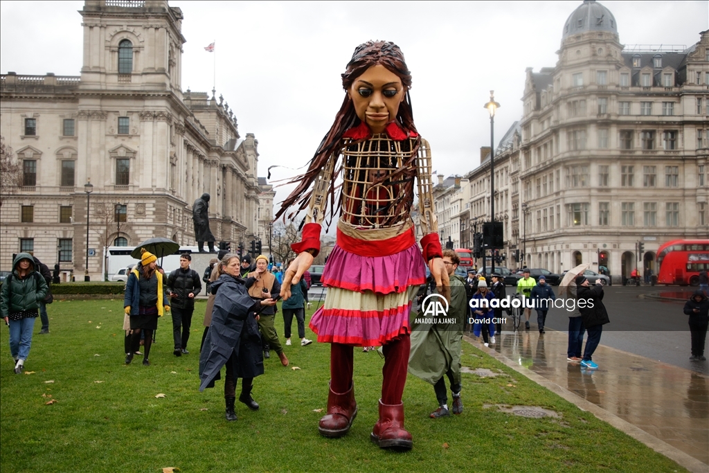 'Little Amal' puppet on display in London as MPs debate Nationality and Borders Bill