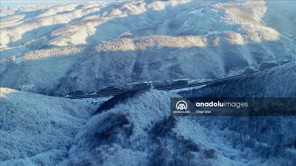 Bolu Dağı'nda kar manzarası drone ile görüntülendi