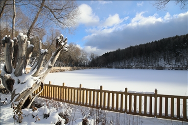 چشم انداز زیبای زمستانی برف در «پارک طبیعت کاراگول» ترکیه