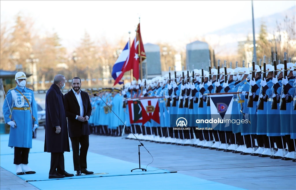 Cumhurbaşkanı Erdoğan, El Salvador Cumhurbaşkanı Bukele'yi resmi törenle karşıladı