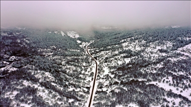 Kastamonu'nun karla kaplı ormanları havadan görüntülendi