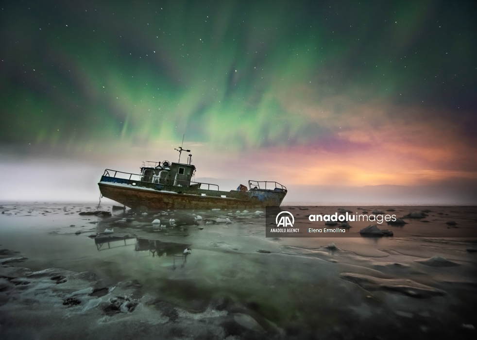 La aurora boreal en la península de Kola, en Rusia