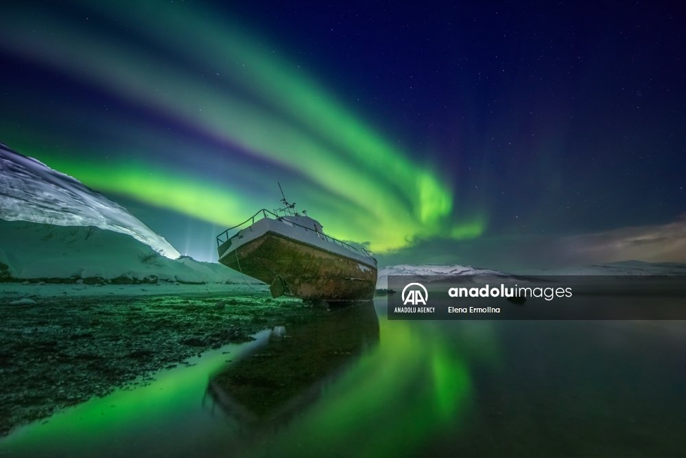La aurora boreal en la península de Kola, en Rusia
